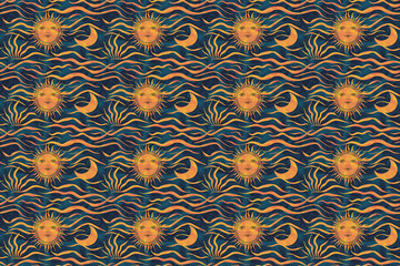 Pattern with Suns and Crescent Moons