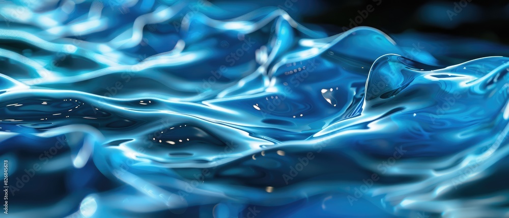 Poster wave stream digital illustration abstract background of blue color 3d rendering design art work bann
