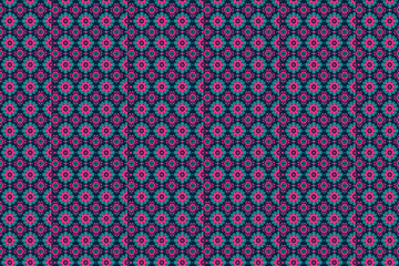 Geometric Floral Pattern in Pink and Blue
