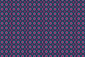 Geometric Floral Pattern in Pink and Blue