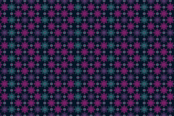 Neon Floral Pattern on Dark Background