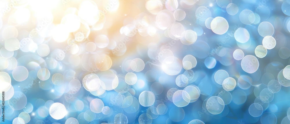 Poster white bokeh blur background circle light on blue background abstract light background design concept