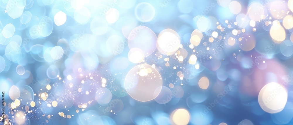 Poster white bokeh blur background circle light on blue background abstract light background design concept