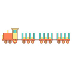 Colorful Cute Train Flat Vector Design 