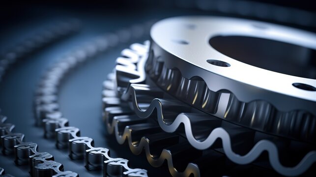 Concept simulation of steel gear with chain.