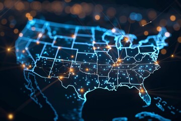 Digital map of america network connectivity created with generative ai