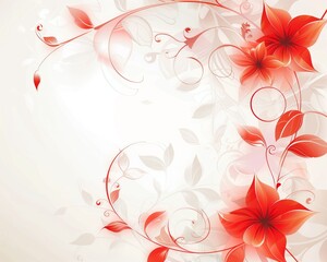 Elegant Red Floral Design on Soft White Background for Invitations and Cards
