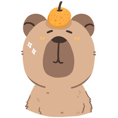 happy capybara with orange
