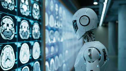 AI robot working on medical data