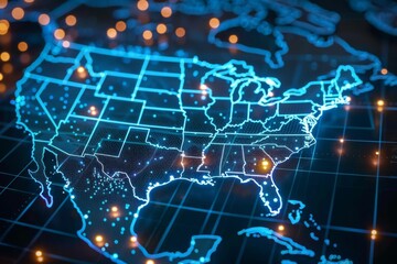 Digital map of america network connectivity created with generative ai
