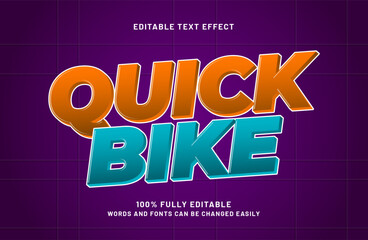 quick bike editable text effect
