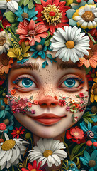 Enchanted Faces: A Close-Up of Youthful Joy and Nature's Embrace