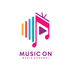 Colorful music video media channel logo design illustration.