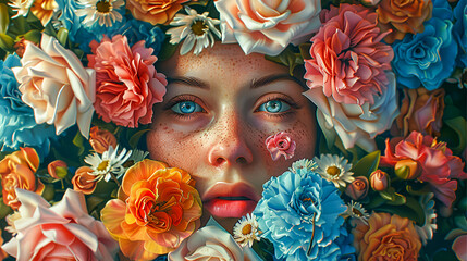 Floral Face: A Fusion of Human and Botanical Beauty