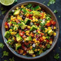 This corn and avocado salad is a fresh and flavorful dish that is perfect for a summer cookout or potluck