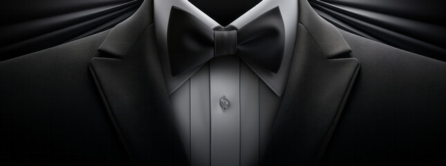 Elegant Tuxedo Background with Bow Tie - Formal and Sophisticated Illustration