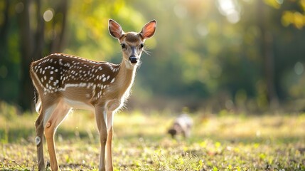 Young Deer Feeding in the Wild