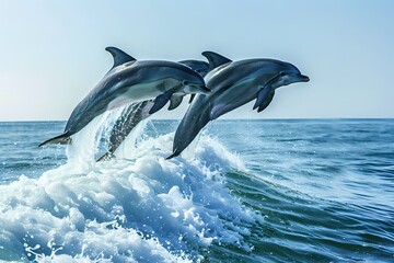 Joyful Dolphins Leaping in the Ocean Waves