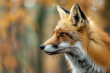 Fototapeta premium Portrait of a Red Fox in Autumn Forest