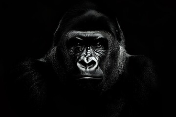 Obraz premium Powerful Gorilla Face in Black and White