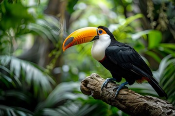 Fototapeta premium Tropical Toucan Resting on Tree Branch