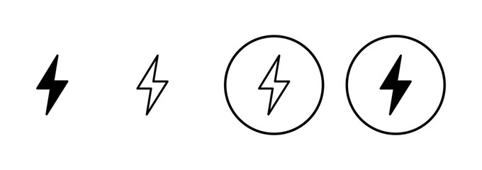 Lightning icon vector isolated on white background. Bolt icon vector. Energy and thunder electric icon