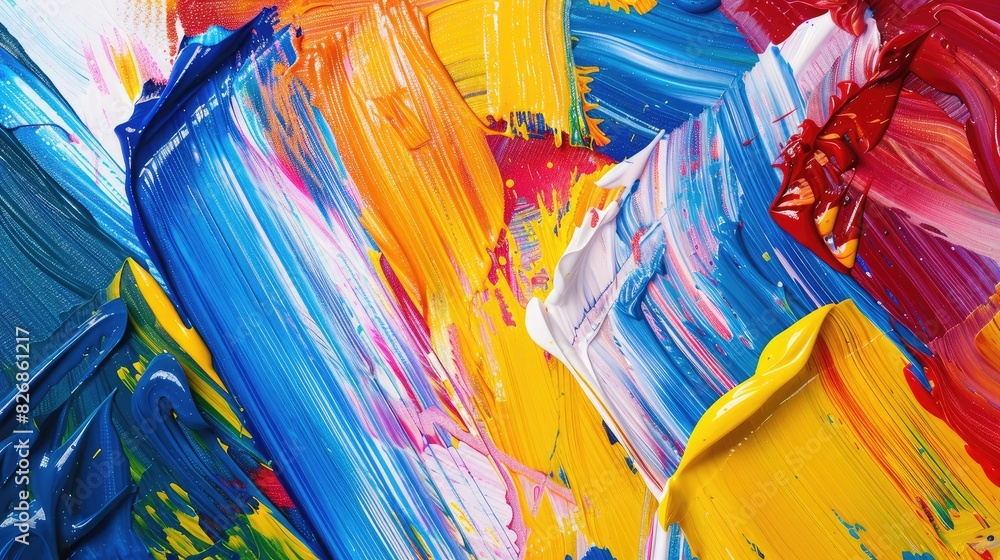 Poster abstract background with brush strokes in various colors, creating a vibrant and artistic feel