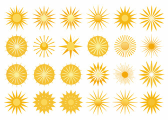 Set of variation of golden sunburst