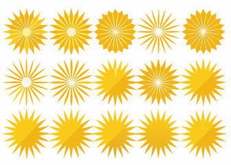 Set of variation of golden sunburst