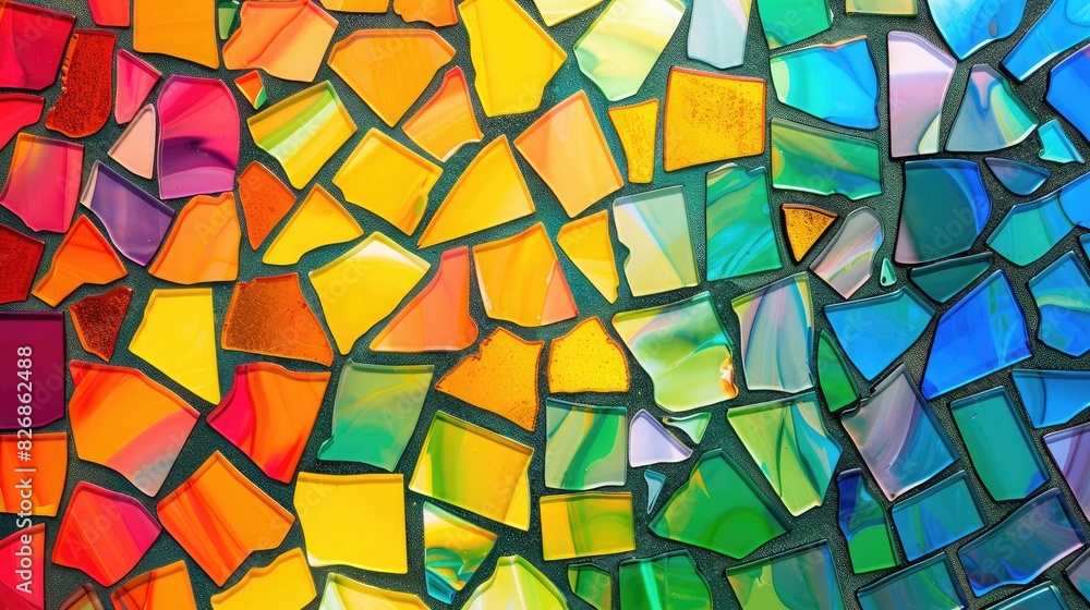 Poster abstract mosaic background with colorful tiles arranged in a random pattern