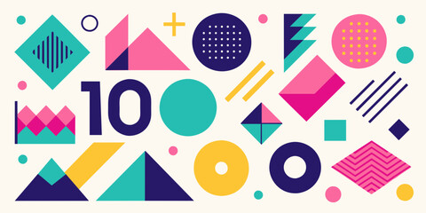 geometric shapes memphis design retro 