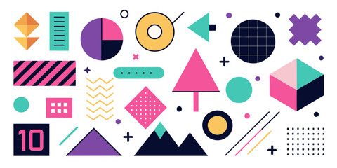 Fototapeta premium geometric shapes memphis design r