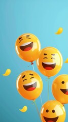 Fototapeta premium Celebrate world laughter day. Joyful emoticon balloons. Copy space
