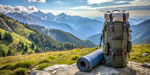 Fototapeta premium hiking backpack with mat