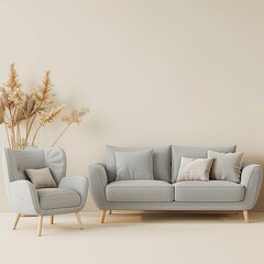 gray sofa and armchair UHD Wallpaper