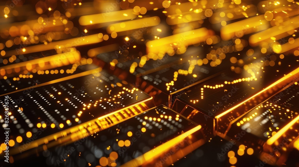 Aufkleber digital screen displaying gold prices with transparent graphs overlaid, emphasizing market dynamics 