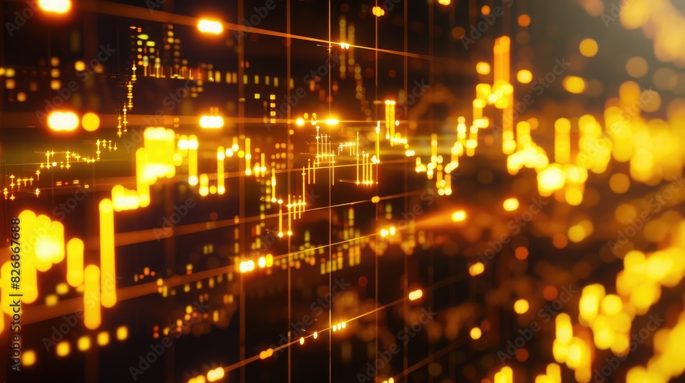 Aufkleber digital screen displaying gold prices with transparent graphs overlaid, emphasizing market dynamics 
