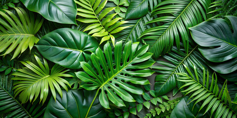 collective of green tropical leaves
