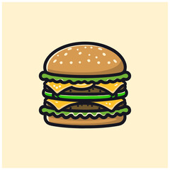 cartoon simple burger vector illustration