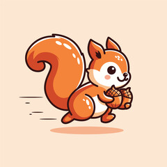 Vector illustration of cute running squirrels