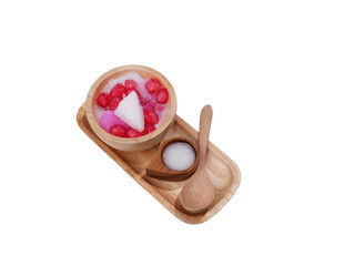 TabTim Krob (Water Chestnuts in Coconut Milk)  (Thai Dessert) white background