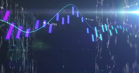 Blue and purple lines showing trends on digital graph