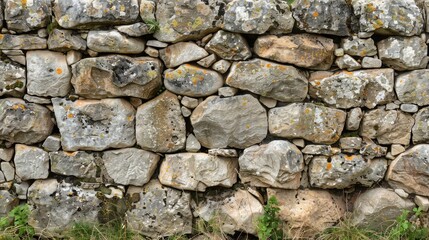Sections of an ancient stone wall with visible signs of erosion and weathering, adding to its character