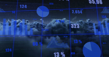 Image of covid cells over world map and numbers