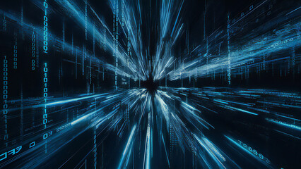 Obraz premium Mesmerizing Digital Landscape: Binary Cascade