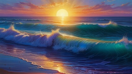 Amazing natural scenery of ocean waves