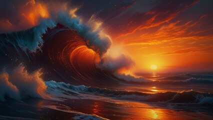 Amazing natural scenery of ocean waves