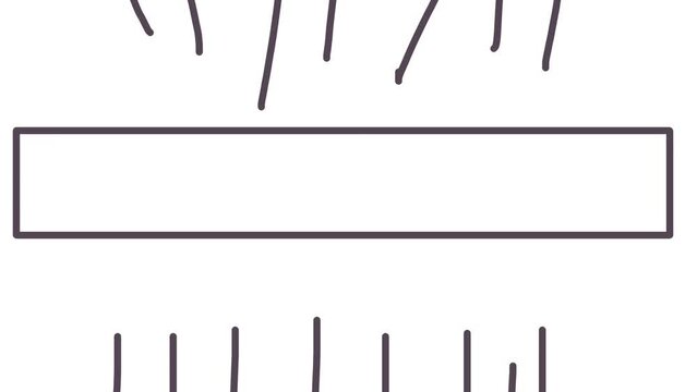 A simple animation consists of a wide, narrow frame for inserting text and needles protruding from the bottom and top edges of the image.