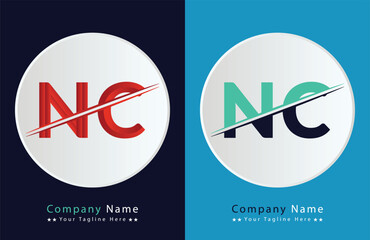NC Letter logo design vector template.