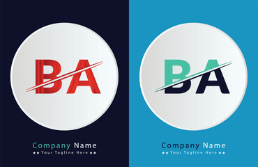 Abstract BA letter logo design template. Vector Logo Illustration.